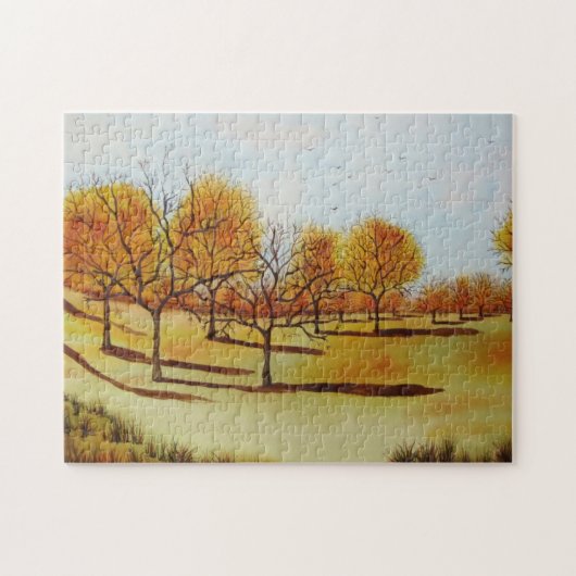 schilderachtig herfstlandschap met bomen en schadu legpuzzel (Horizontaal)