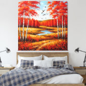 Schilderachtig herfstlandschap met levendig geblad canvas afdruk (Insitu (Slaapkamer))