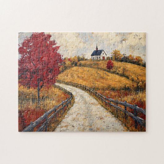 Schilderachtig herfstlandschap rustiek legpuzzel (Horizontaal)