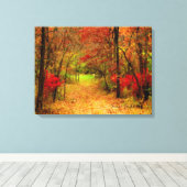 Schilderachtig herfstpad in bos op canvasprint canvas afdruk (Insitu (Houten vloer))