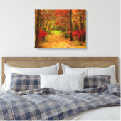 Schilderachtig herfstpad in bos op canvasprint canvas afdruk (Insitu (Slaapkamer))