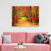 Schilderachtig herfstpad in bos op canvasprint canvas afdruk (Insitu (Woonkamer))