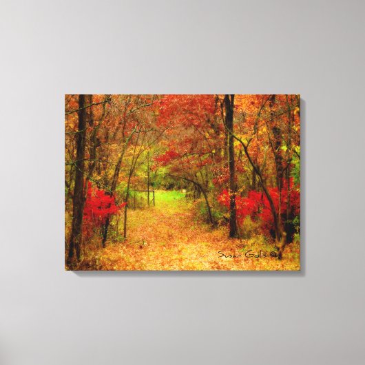 Schilderachtig herfstpad in bos op canvasprint canvas afdruk (Voorkant)