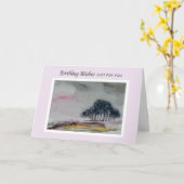 Schilderachtig heuvels roze landschap kaart (Gele Bloem)