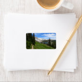 Schilderachtig Hiking Snowy Range Mountain Summit Etiket (Insitu)