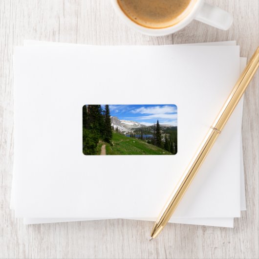 Schilderachtig Hiking Snowy Range Mountain Summit  Etiket (Insitu)