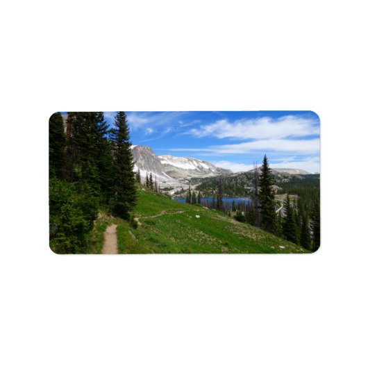 Schilderachtig Hiking Snowy Range Mountain Summit Etiket (Voorkant)