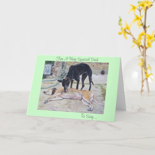 schilderachtig hof met windhonden kaart (Gele Bloem)