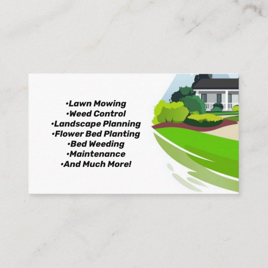 Schilderachtig Home Landschap Gazon Care Business Visitekaartje (Achterkant)