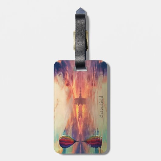 Schilderachtig Hot Air Ballon Name Bagagelabel (Achterkant verticaal)