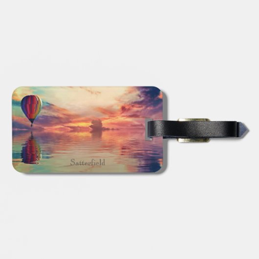 Schilderachtig Hot Air Ballon Name Bagagelabel (Achterkant horizontaal)
