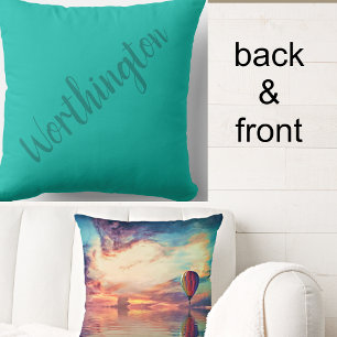 Schilderachtig Hot Air Ballon Sunrise Name Sierkus Kussen