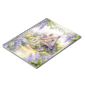 Schilderachtig huisje met lila's notitieboek (Linkerzijde)