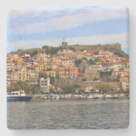 Schilderachtig in Molyvos, Noord-Griekenland Sq On Stenen Onderzetter