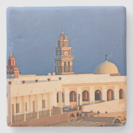 Schilderachtig in Santorini Griekenland Sq Onderze Stenen Onderzetter