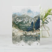 schilderachtig Italië Amalfi bruiloft met de datum Bedankkaart (Staand voorkant)