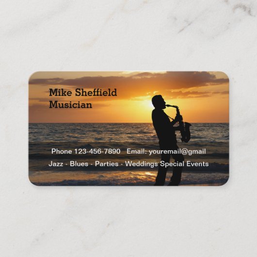 Schilderachtig Jazz Musicus Visitekaartje (Voorkant)
