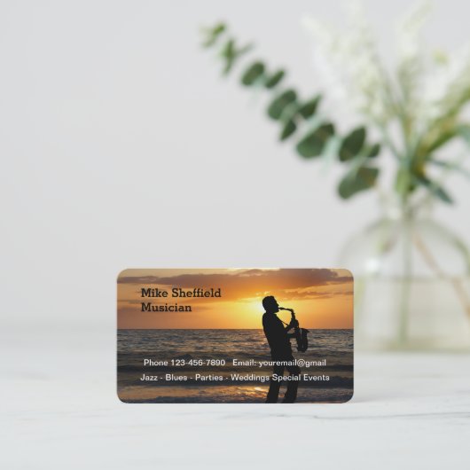 Schilderachtig Jazz Musicus Visitekaartje (Staand voorkant)