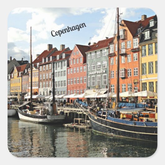 Schilderachtig kanaal in Kopenhagen Vierkante Sticker (Voorkant)