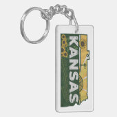 Schilderachtig Kansas Retro Silhouet Sleutelhanger (Voorkant Links)