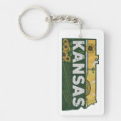 Schilderachtig Kansas Retro Silhouet Sleutelhanger (Voorkant)
