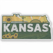 Schilderachtig Kansas Retro Silhouette Vinyl Decal Sticker (Voorkant)
