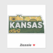 Schilderachtig Kansas Retro Silhouette Vinyl Decal Sticker (Vel)