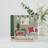 Schilderachtig kersttafereel kaart (Staand voorkant)
