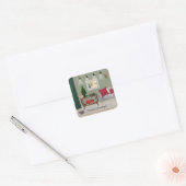 Schilderachtig kersttafereel vierkante sticker (Envelop)