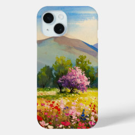 Schilderachtig kleurrijke Wildflower Meadow Blosso iPhone 15 Case