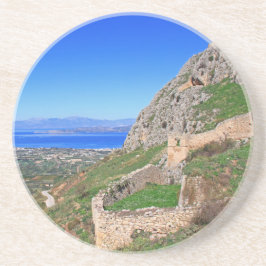 Schilderachtig Korinthe Acropolis in Griekenland,  Zandsteen Onderzetter