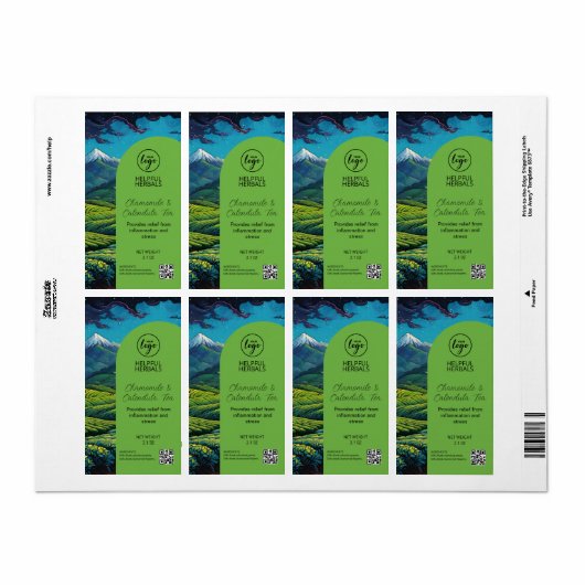 Schilderachtig Kruidenthee Product Pouch Labels (Full Sheet)