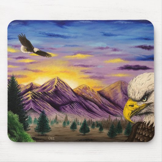 schilderachtig kunst Muismat "Smoky Mountain Eagle (Voorkant)
