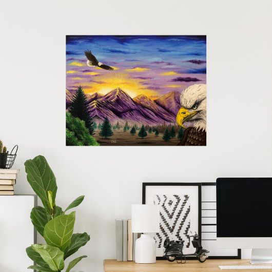 schilderachtig kunstwerk — Afdruk "Smoky Mountain  Poster (Thuiskantoor)