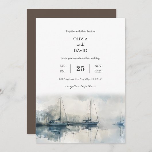 Schilderachtig Kust Misty Harbour Morning Beach Br Kaart (Voorkant / Achterkant)