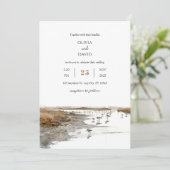 Schilderachtig Kust Vogels Art Waterverf Strand We Kaart (Staand voorkant)