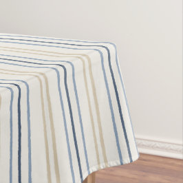 Schilderachtig kustblauw en zand-pinstripepatroon tafelkleed