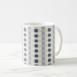 Schilderachtig kustblauw geruit naadloos patroon koffiemok