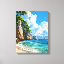 Schilderachtig kustlandschap canvas afdruk