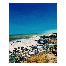 Schilderachtig kustlandschap met levendige blauwe  perfect poster