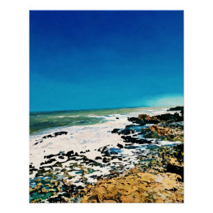 Schilderachtig kustlandschap met levendige blauwe perfect poster