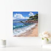 Schilderachtig kustlandschap. vierkante klok (Huis)