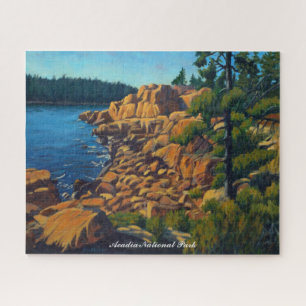 Schilderachtig kustscène in Acadia Blue Green Sien Legpuzzel