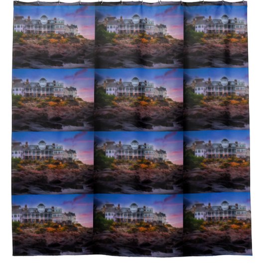 Schilderachtig kustzonsopgang Cape Neddick Maine Douchegordijn (Voorkant)