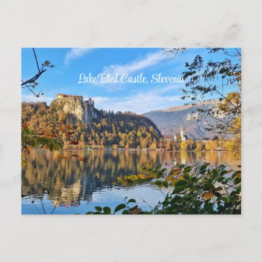 Schilderachtig Lake Bled Castle in de herfst, Slov Briefkaart (Voorkant)