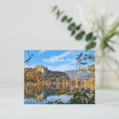 Schilderachtig Lake Bled Castle in de herfst, Slov Briefkaart (Staand voorkant)