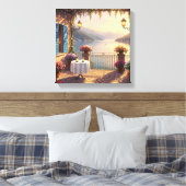Schilderachtig Lake Como Terrace Print in een olie (Insitu (Slaapkamer))