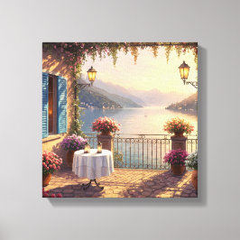 Schilderachtig Lake Como Terrace Print in een olie