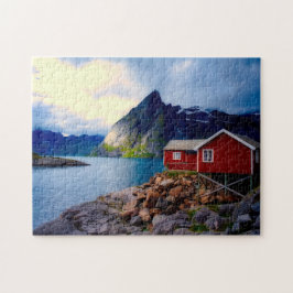 Schilderachtig Lake Cottage Fjord Noorwegen reisav Legpuzzel