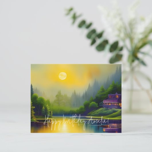 Schilderachtig Lake Digital Art Verjaardag Briefkaart (Staand voorkant)